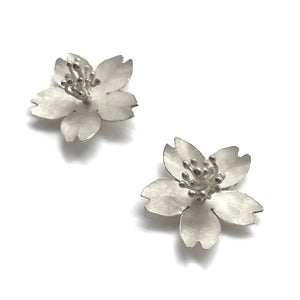 Single Cherry Blossom Stud Earrings-Earrings-Huiyu Chiu-Pistachios