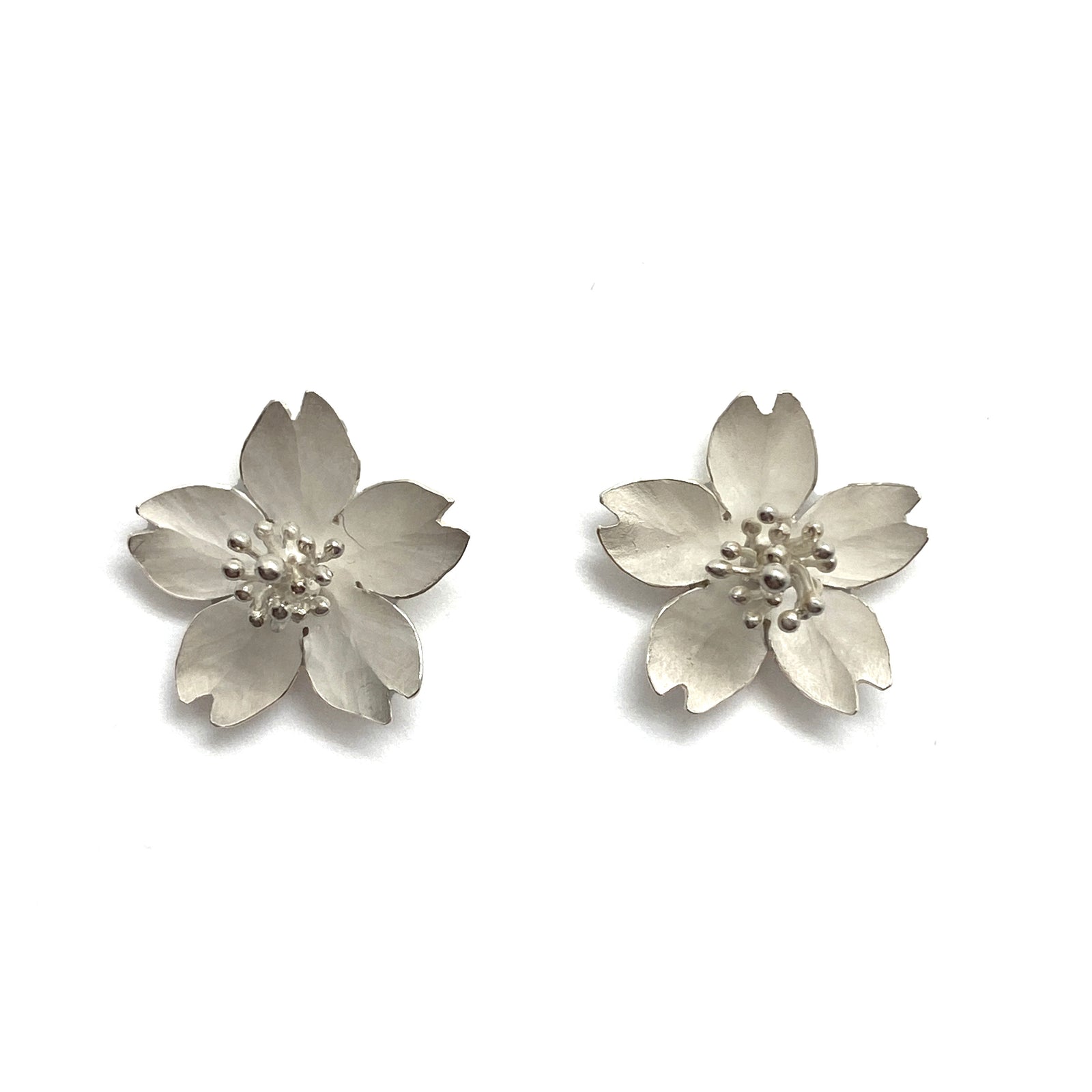 Single Cherry Blossom Stud Earrings-Earrings-Huiyu Chiu-Pistachios