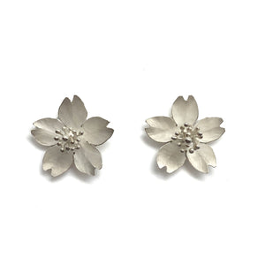 Single Cherry Blossom Stud Earrings-Earrings-Huiyu Chiu-Pistachios