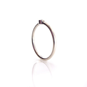 Single Diamond Stacking Ring - Silver-Rings-Heather Guidero-Size 6.75-Pistachios