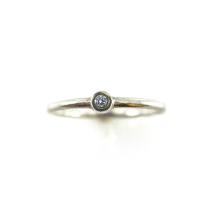 Single Diamond Stacking Ring - Silver-Rings-Heather Guidero-Size 6.75-Pistachios