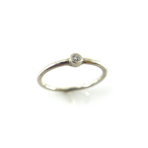Single Diamond Stacking Ring - Silver-Rings-Heather Guidero-Size 6.75-Pistachios