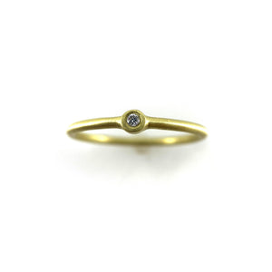Single Diamond Stacking Ring - Yellow Gold-Rings-Heather Guidero-Size 6.5-Pistachios