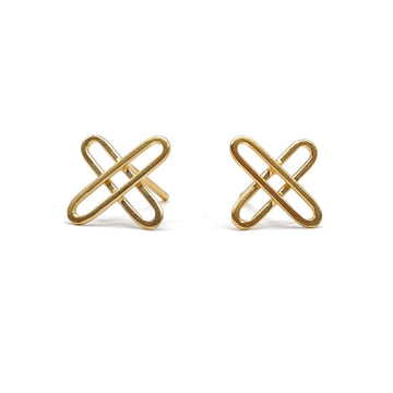Single X Gold Studs