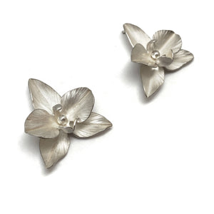 Small Orchid Stud Earrings-Earrings-Huiyu Chiu-Pistachios