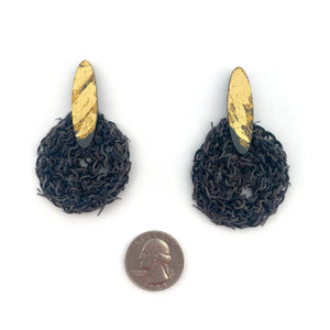 Soft Brown and Gold Knit Medallion Drops-Earrings-Brooke Marks-Swanson-Pistachios