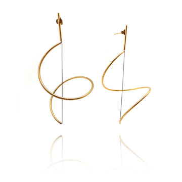 Spiral Drop Earrings Large - Gold