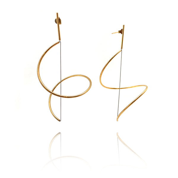 Spiral Drop Earrings Large - Gold Earrings Yoko Takirai Pistachios