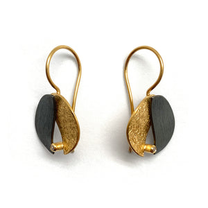 Split Black and Gold CZ Earrings-Earrings-Manuela Carl-Pistachios
