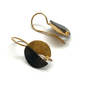 Split Black and Gold CZ Earrings-Earrings-Manuela Carl-Pistachios