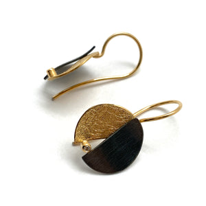 Split Black and Gold CZ Earrings-Earrings-Manuela Carl-Pistachios