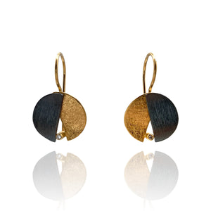 Split Black and Gold CZ Earrings-Earrings-Manuela Carl-Pistachios