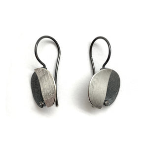 Split Black and Silver CZ Earrings-Earrings-Manuela Carl-Pistachios