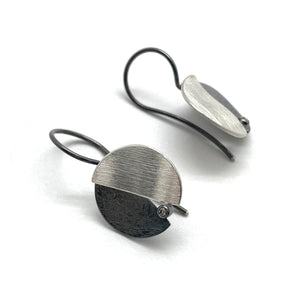 Split Black and Silver CZ Earrings-Earrings-Manuela Carl-Pistachios