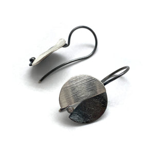 Split Black and Silver CZ Earrings-Earrings-Manuela Carl-Pistachios