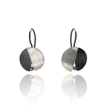 Split Black and Silver CZ Earrings