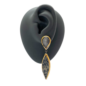 Spotted Jasper and Gold Earrings-Earrings-Austin Titus-Pistachios