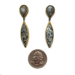 Spotted Jasper and Gold Earrings-Earrings-Austin Titus-Pistachios