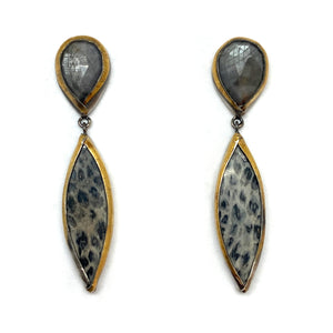 Spotted Jasper and Gold Earrings-Earrings-Austin Titus-Pistachios