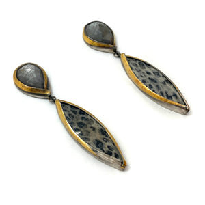 Spotted Jasper and Gold Earrings-Earrings-Austin Titus-Pistachios
