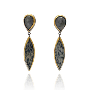 Spotted Jasper and Gold Earrings-Earrings-Austin Titus-Pistachios