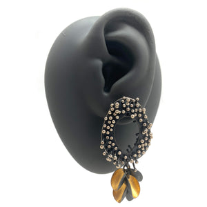 Sprouting Silver Oval and Gold Petal Earrings-Earrings-So Young Park-Pistachios