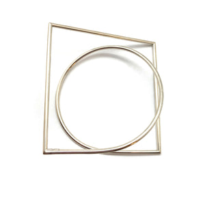 Square Architecture Bangle Bracelet - Silver-Bracelets-Yoko Takirai-Pistachios