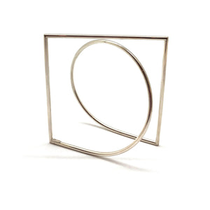 Square Architecture Bangle Bracelet - Silver-Bracelets-Yoko Takirai-Pistachios