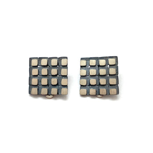 Square Grid Clip-Ons - Medium-Earrings-Heather Guidero-Pistachios