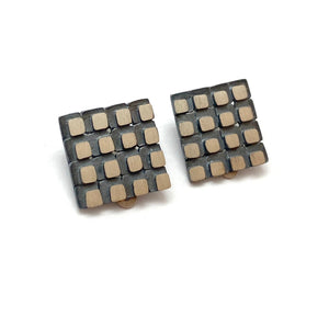 Square Grid Clip-Ons - Medium-Earrings-Heather Guidero-Pistachios