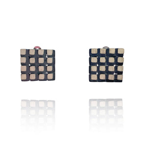 Square Grid Clip-Ons - Medium-Earrings-Heather Guidero-Pistachios
