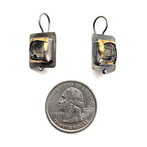 Square Quartz and Diamond Earrings-Earrings-Austin Titus-Pistachios