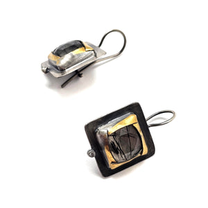 Square Quartz and Diamond Earrings-Earrings-Austin Titus-Pistachios
