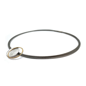 Stainless Steel and Silver Necklace-Necklaces-Manuela Carl-Pistachios