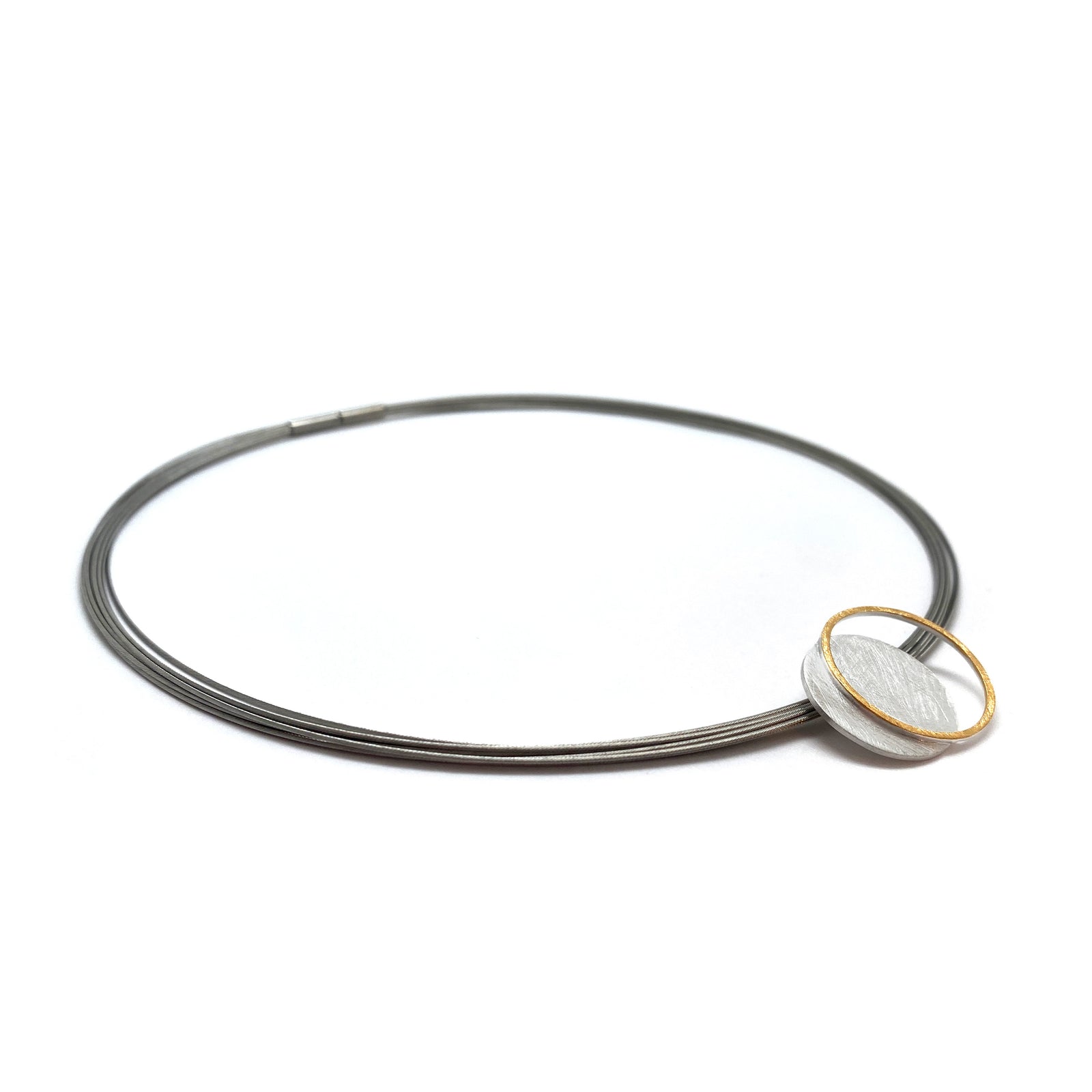 Stainless Steel and Silver Necklace-Necklaces-Manuela Carl-Pistachios