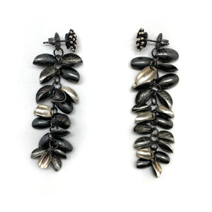 Starburst Studs with Long Silver Petal Jackets-Earrings-So Young Park-Pistachios