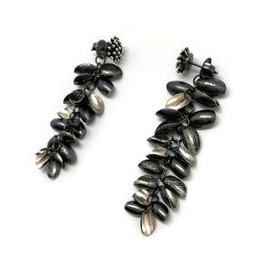 Starburst Studs with Long Silver Petal Jackets-Earrings-So Young Park-Pistachios