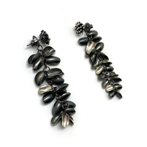 Starburst Studs with Long Silver Petal Jackets-Earrings-So Young Park-Pistachios