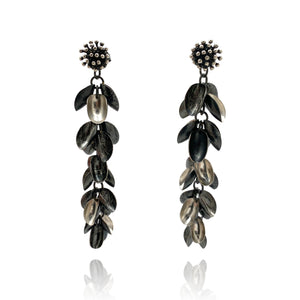 Starburst Studs with Long Silver Petal Jackets-Earrings-So Young Park-Pistachios