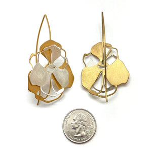 Statement Floral Silver and Gold Drops-Earrings-Anna Krol-Pistachios