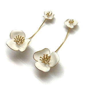 Statement White Flower Earrings-Earrings-Georgia Charal-Pistachios