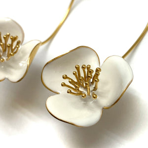 Statement White Flower Earrings-Earrings-Georgia Charal-Pistachios