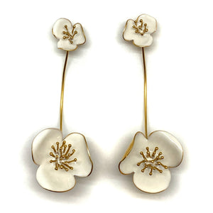 Statement White Flower Earrings-Earrings-Georgia Charal-Pistachios