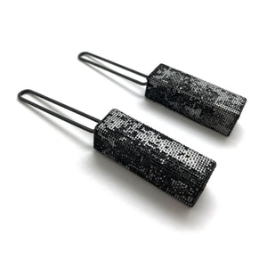 Steel Rectangle Drop Earrings-Earrings-Sandra Salaices-Pistachios