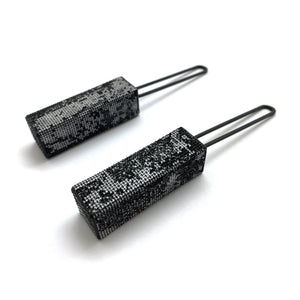 Steel Rectangle Drop Earrings-Earrings-Sandra Salaices-Pistachios