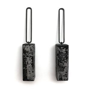 Steel Rectangle Drop Earrings-Earrings-Sandra Salaices-Pistachios