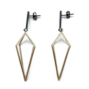 Sterling SIlver Diamond Drop Link Earrings-Earrings-Veronika Majewska-Pistachios