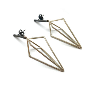 Sterling SIlver Diamond Drop Link Earrings-Earrings-Veronika Majewska-Pistachios