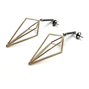 Sterling SIlver Diamond Drop Link Earrings-Earrings-Veronika Majewska-Pistachios