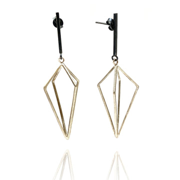 Sterling SIlver Diamond Drop Link Earrings